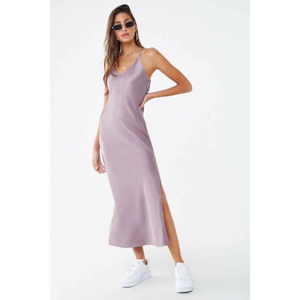 F21 Lilac Satin Slip Dress